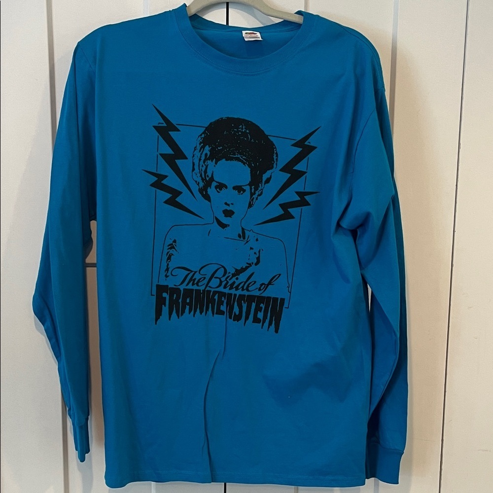 Blue Bride of Frankenstein Long Sleeve Shirt Men’s Medium 100% Cotton t shirt